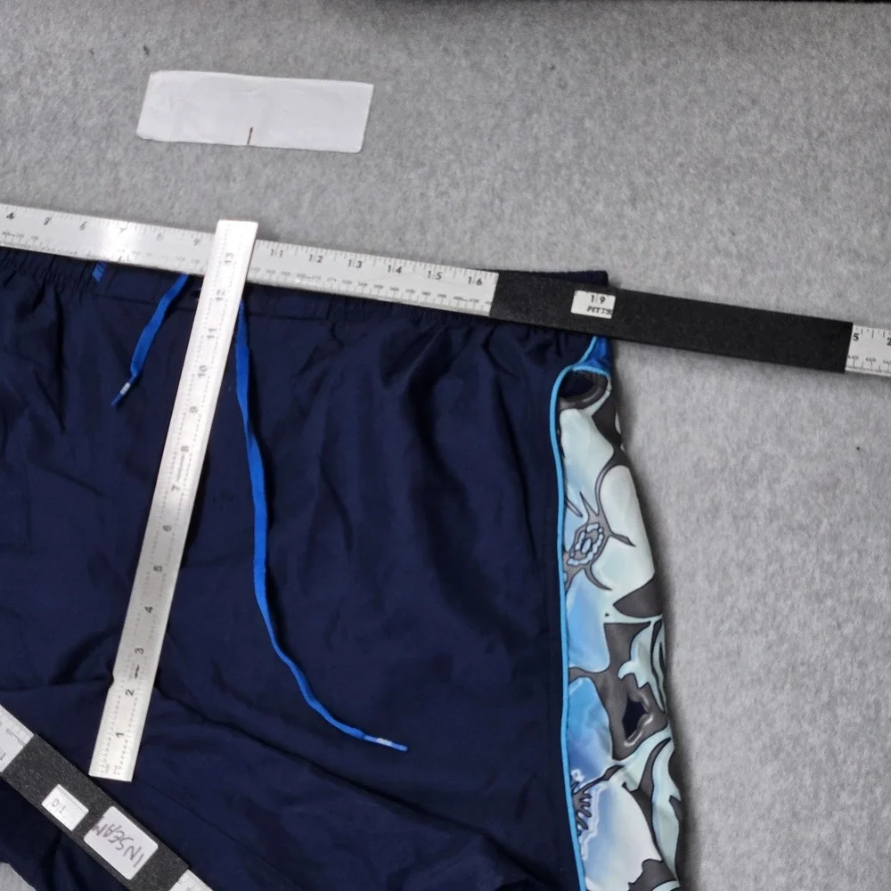 Nike Men Shorts XXL Navy Blue Swimwear Floral Trunks Logo